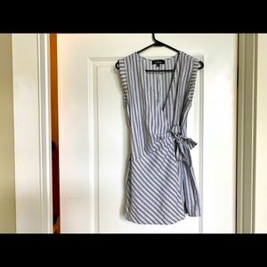 Lulu’s Striped Romper | Size S | Black & white striped | Wrap tie skirt